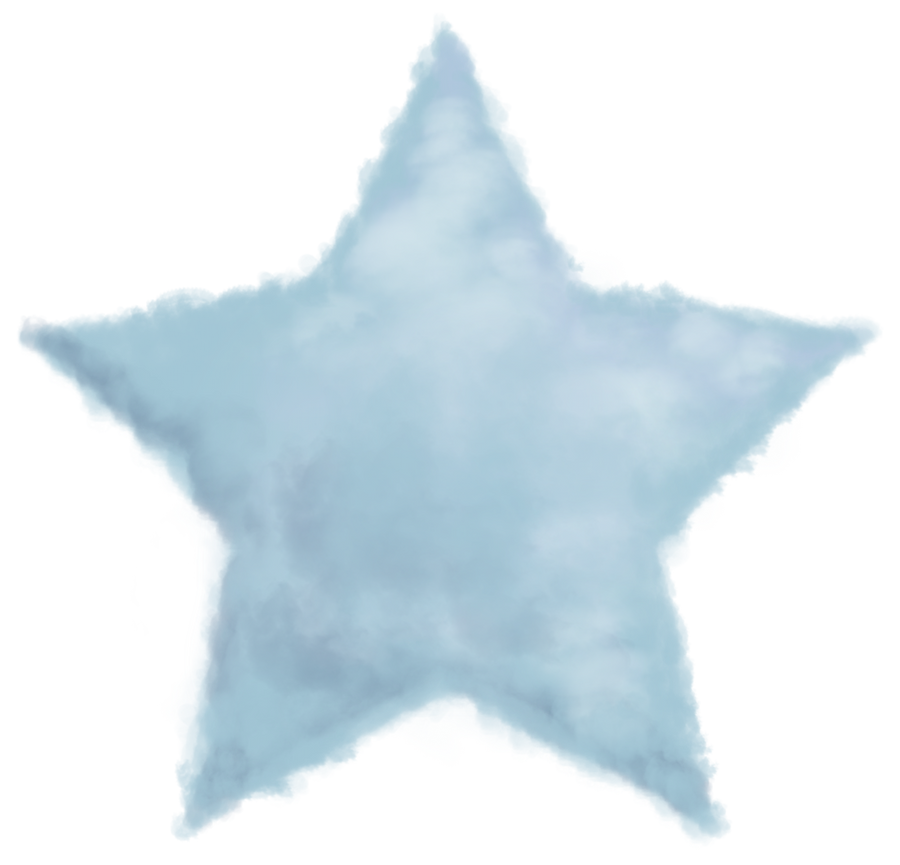 油彩風星形の雲のイラスト